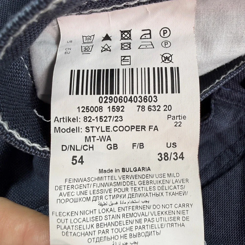 Brax Feel Good Cooper Fancy Regular Fit Navy Blue Pants Mens 38/34 82-1527/23